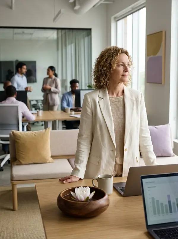 A leader at work in a calm office