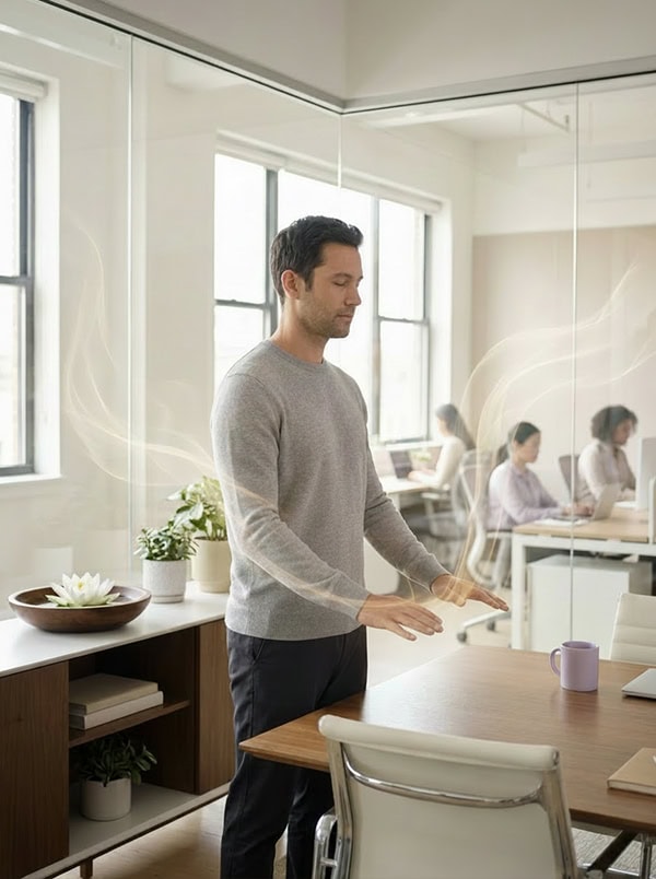 A practitioner clearing an office space